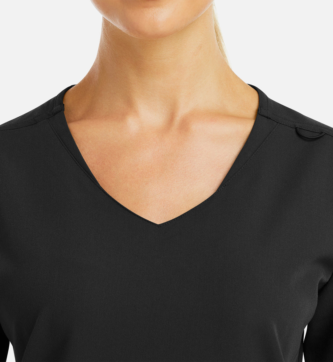 3902 - Matrix Pro - Women's Curved V-Neck Top With Metallic Detail