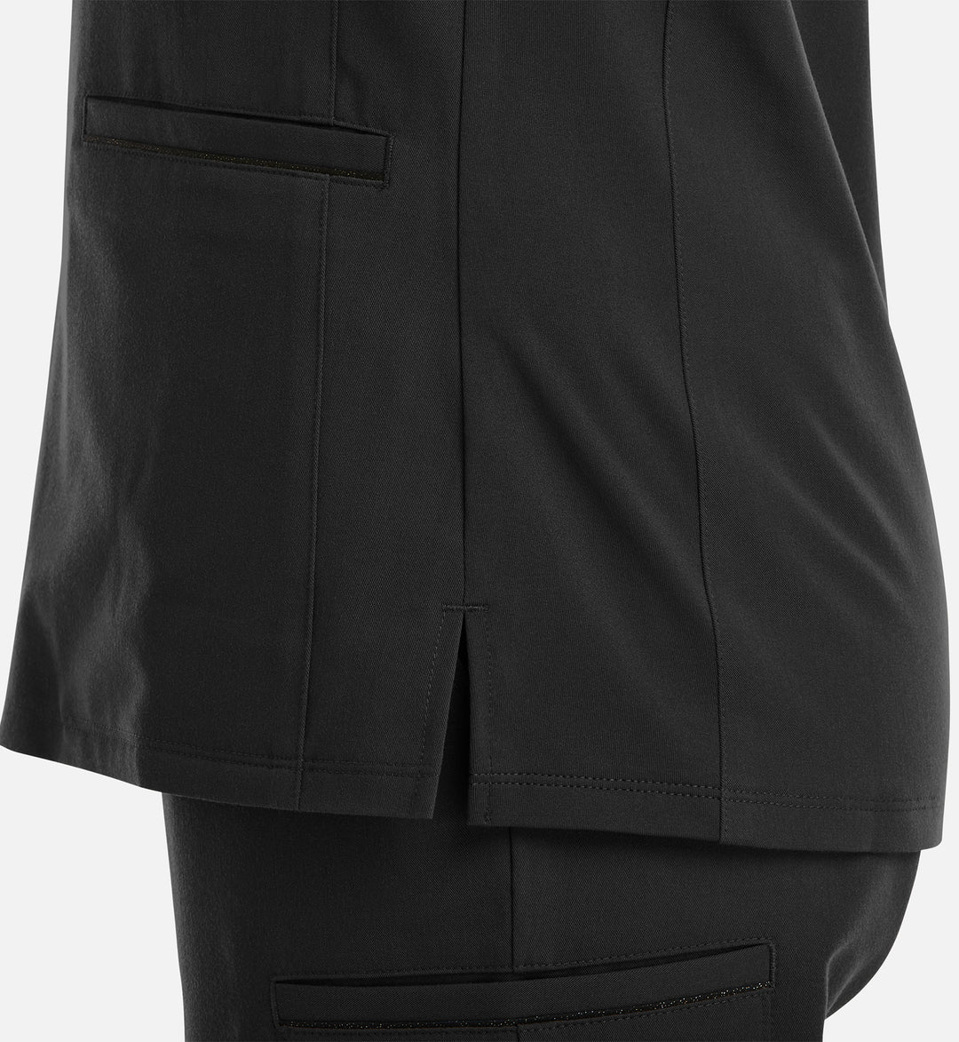 3902 - Matrix Pro - Women's Curved V-Neck Top With Metallic Detail