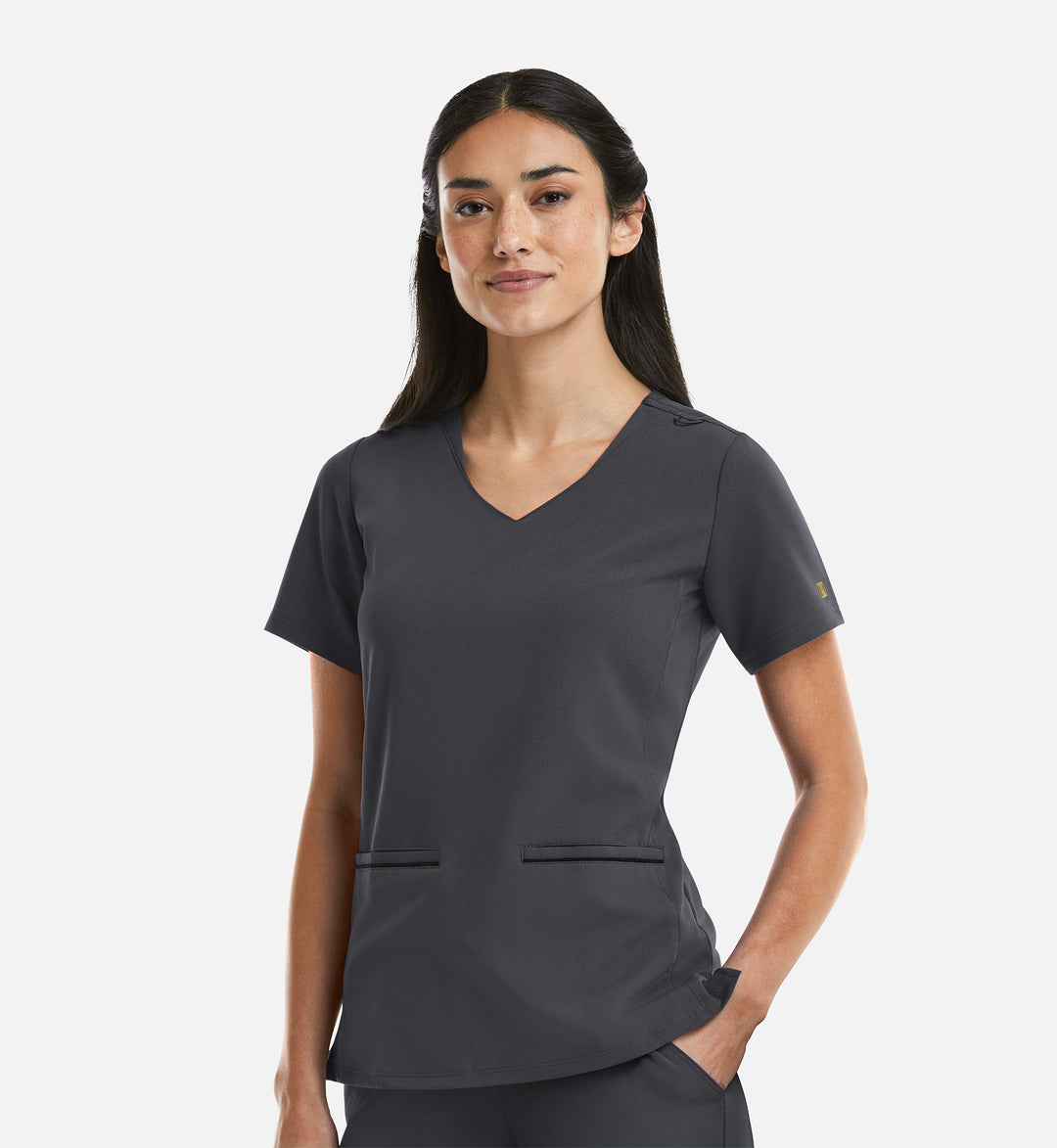 3902 - Matrix Pro - Women's Curved V-Neck Top With Metallic Detail