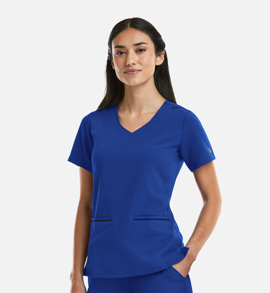 3902 - Matrix Pro - Women's Curved V-Neck Top With Metallic Detail