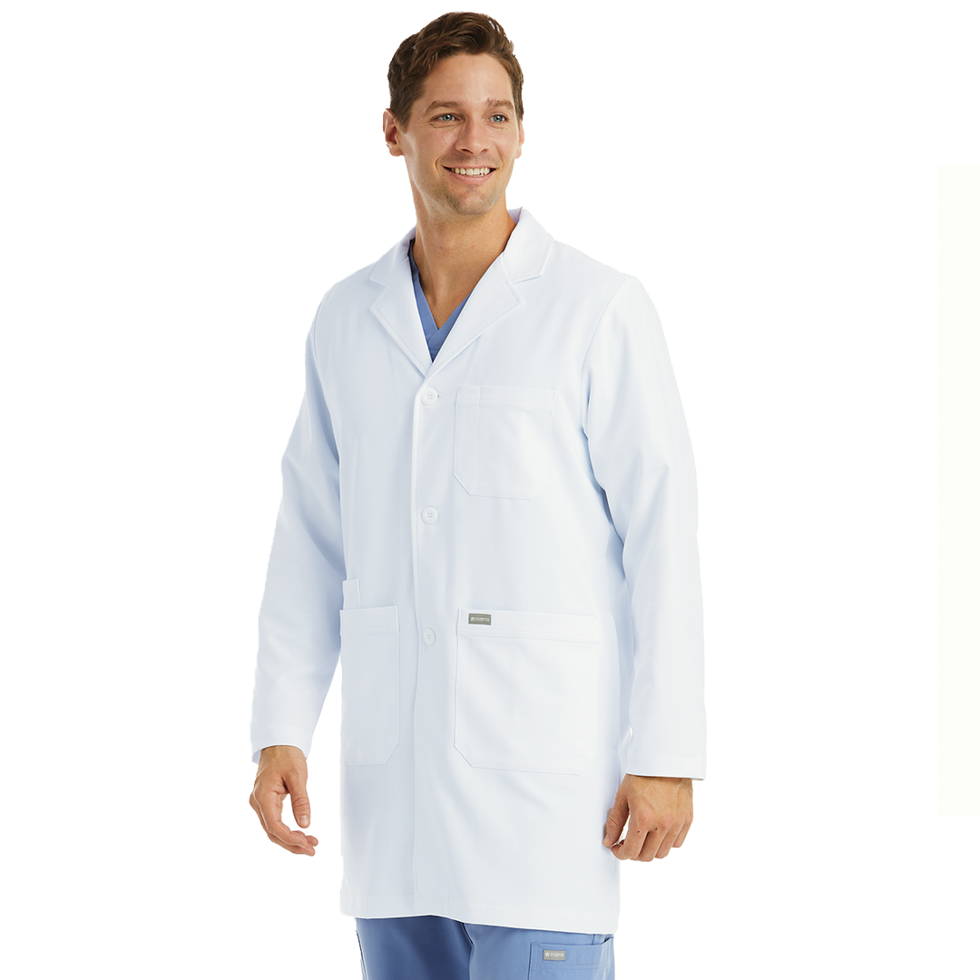 Mens white lab coat discount